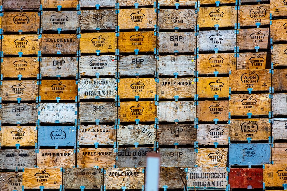 Brewster-Washington State-colorful-wooden fruit shipping crates